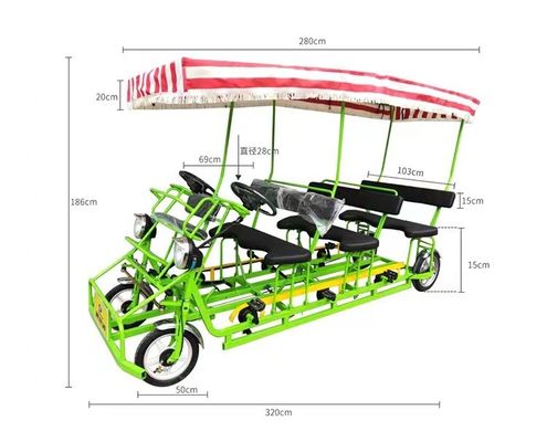 Ατσάλινο πλαίσιο 26' Tandem 4 τροχών για ενήλικες Οδική περιήγηση ποδήλατο για παραλία τουριστικό ποδήλατο
