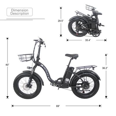 Ηλεκτρονικό ποδήλατο 250W κινητήρα 15AH μπαταρίας λιθίου αναδιπλούμενο με και 20x4.0 ίντσες Fat ελαστικό