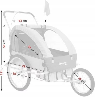 2021 Αλουμινίου Bike Baby Trailer για Παιδιά 2 Κρατήρες MTB 14' εμπρός τροχός και 20' πίσω τροχούς