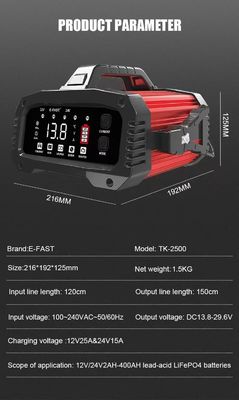 -Chic Design Foxsur 12V 24V 25A έξυπνο φορτιστή μπαταρίας για αυτοκίνητο φορτηγό πλέγμα βολική επισκευή