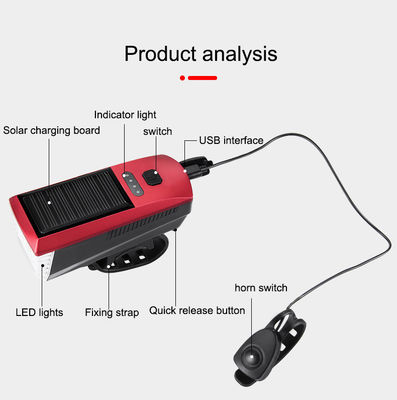 Μπλε ηλιακό και USB φόρτιση ποδήλατο φως 2000mAh μπροστινό προβολέα για MTB οδική ποδηλασία