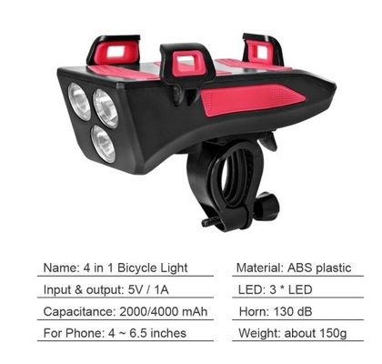 USB επαναφορτιζόμενο LED ποδήλατο φως ποδήλατο κεραυνό Κρατητής τηλεφώνου Powerbank για νυχτερινή οδήγηση