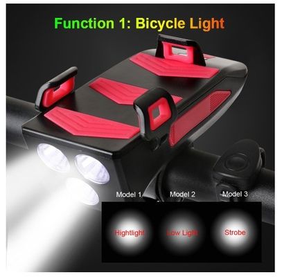 USB επαναφορτιζόμενο LED ποδήλατο φως ποδήλατο κεραυνό Κρατητής τηλεφώνου Powerbank για νυχτερινή οδήγηση