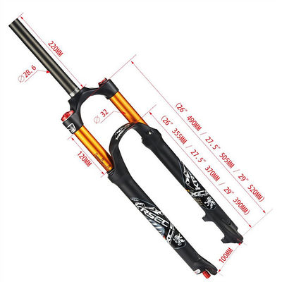 24-28 ιντσών MTB ποδήλατο Air Shock πιρούνια Ανάρτηση φρένα πιρούνια για 700c Στροφέας μήκος 220m